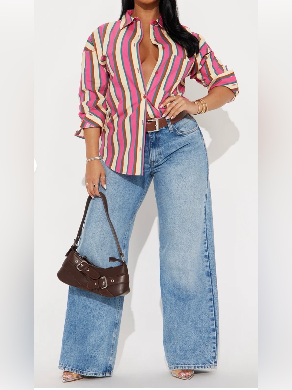 Poplin Shirt
Pink combo striped button down. 
Check out our Bundle Deal!